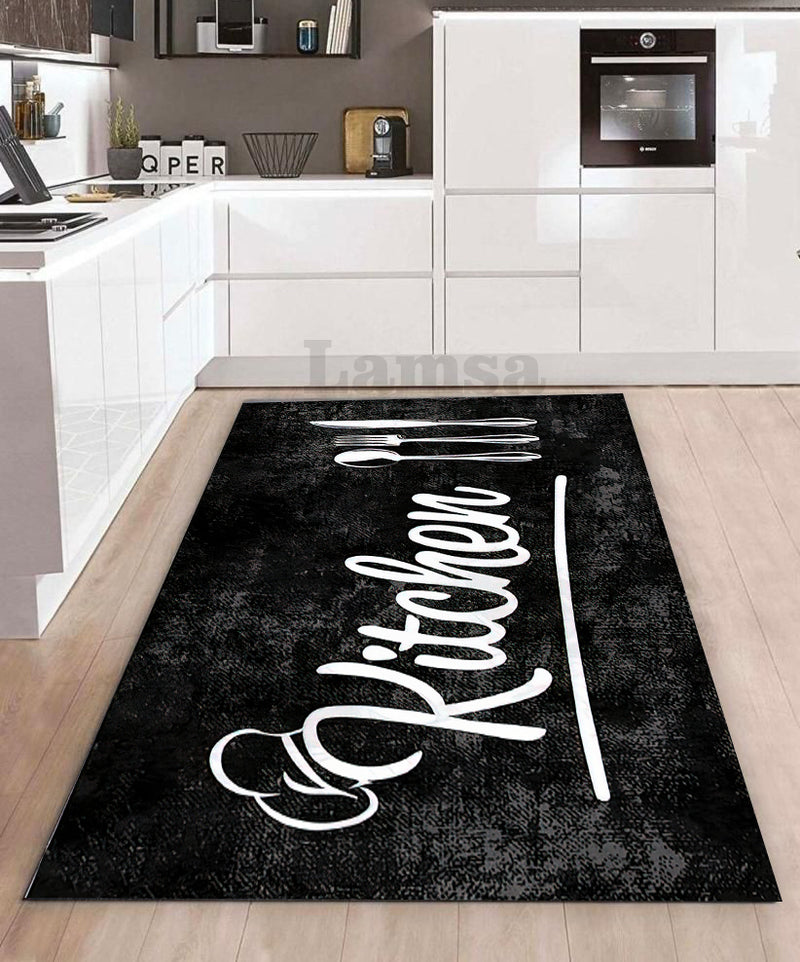 Kitchen Rugs Black tufted