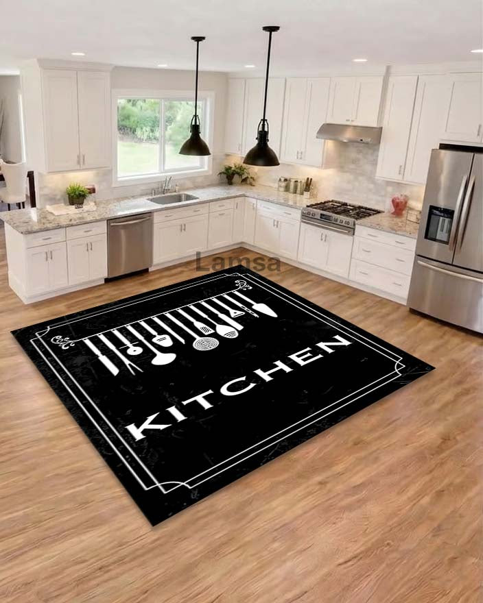 Kitchen Rugs Black tufted