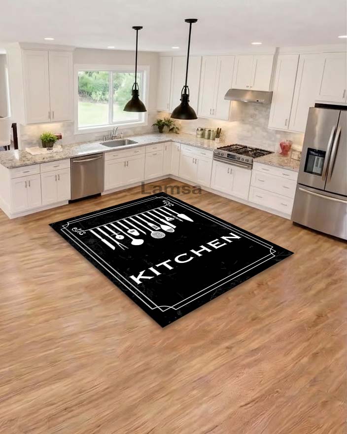 Kitchen Rugs Black tufted