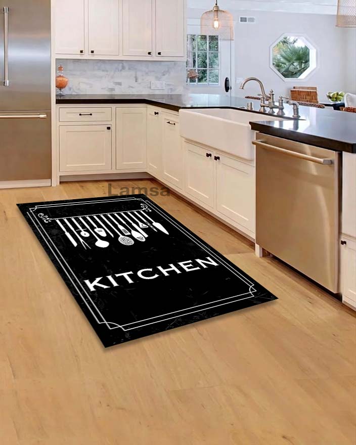 Kitchen Rugs Black tufted