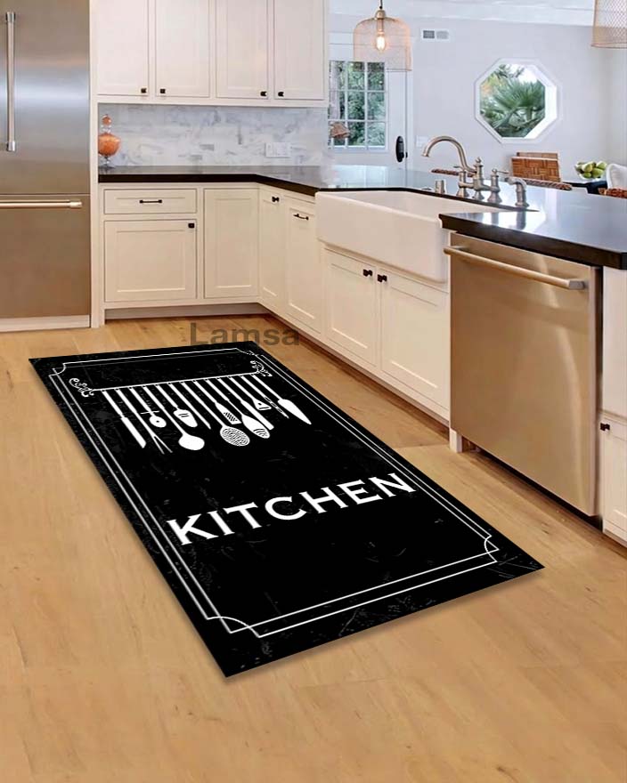 Kitchen Rugs Black tufted