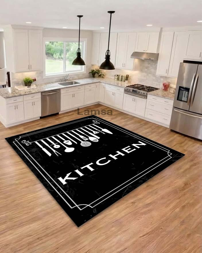 Kitchen Rugs Black tufted