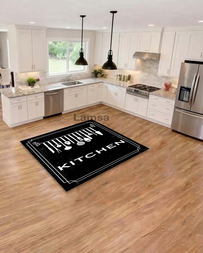 Kitchen Rugs Black tufted