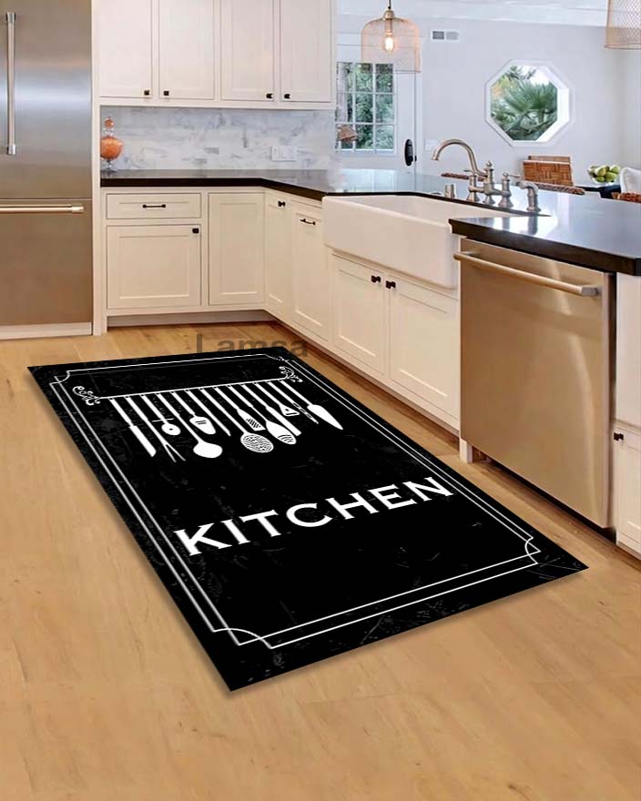 Kitchen Rugs Black tufted