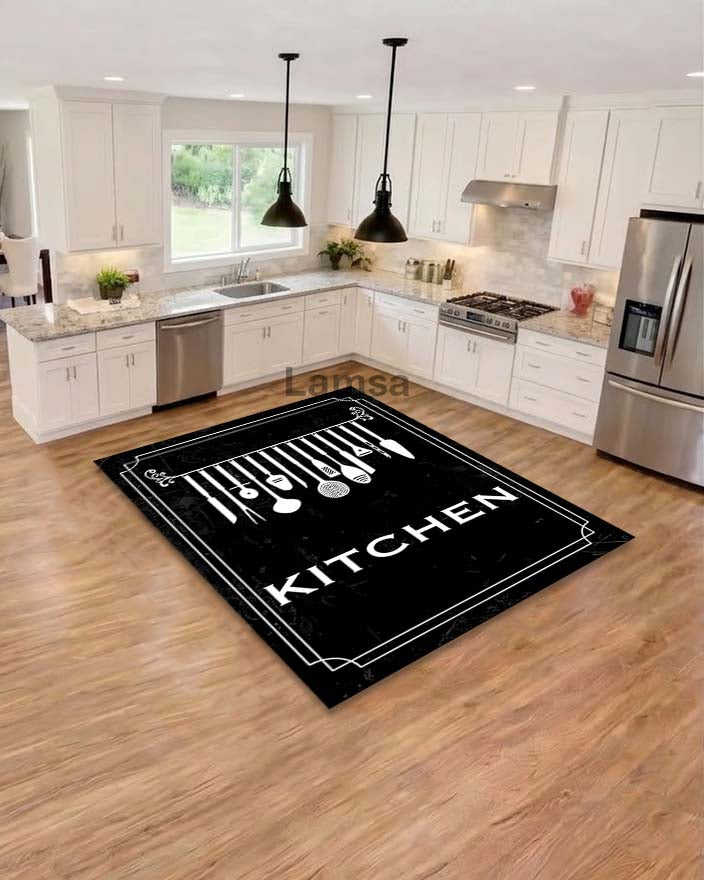Kitchen Rugs Black tufted