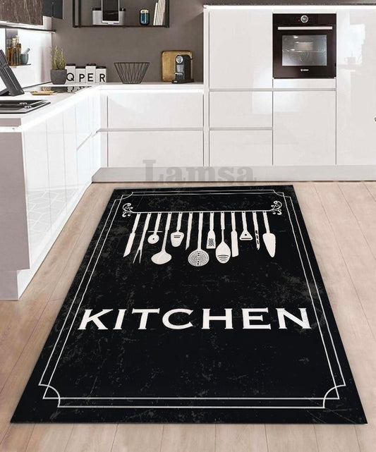 Kitchen Rugs Black tufted