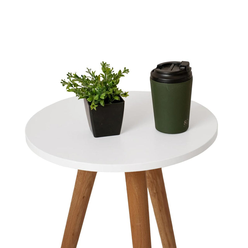 Safa Table – White with Natural Wood Legs⭐⭐⭐⭐⭐