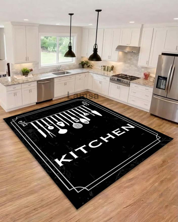Kitchen Rugs Black tufted