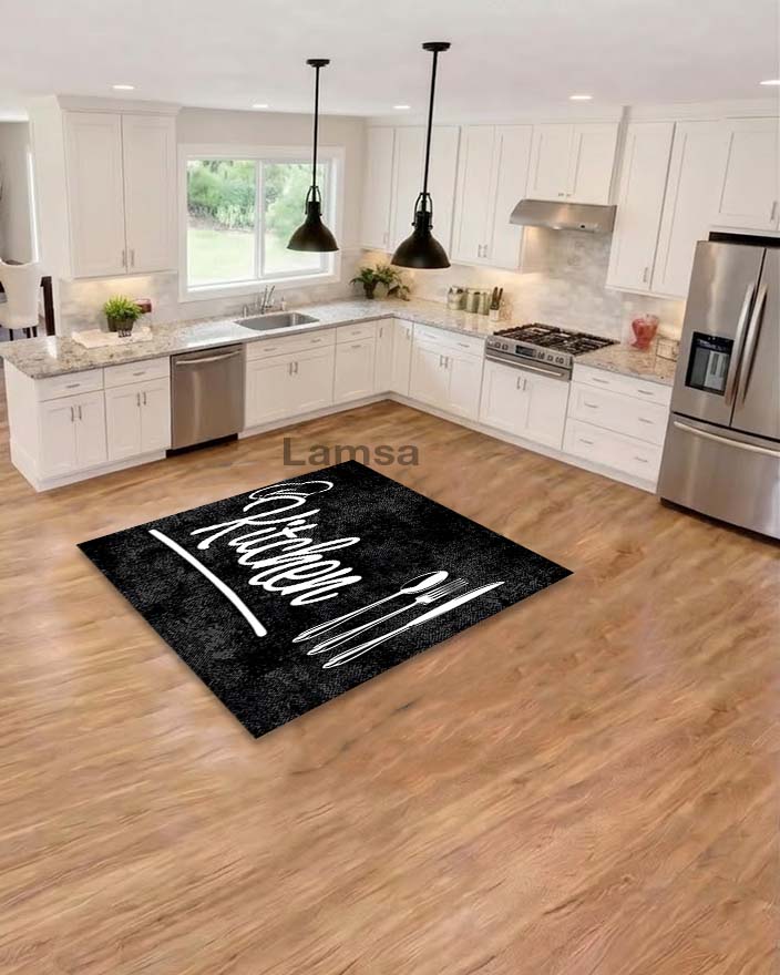 Kitchen Rugs Black tufted