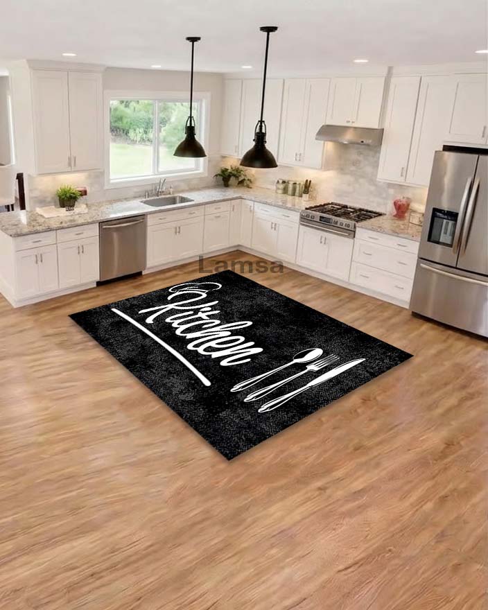 Kitchen Rugs Black tufted