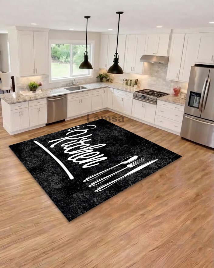 Kitchen Rugs Black tufted