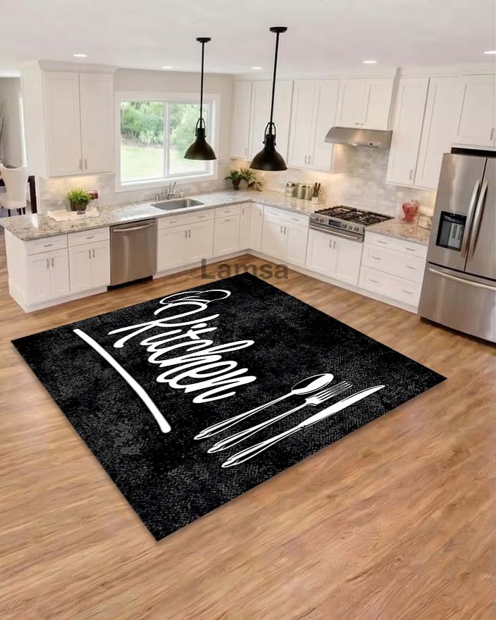 Kitchen Rugs Black tufted