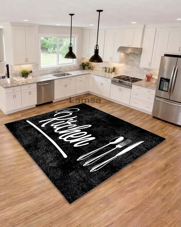 Kitchen Rugs Black tufted