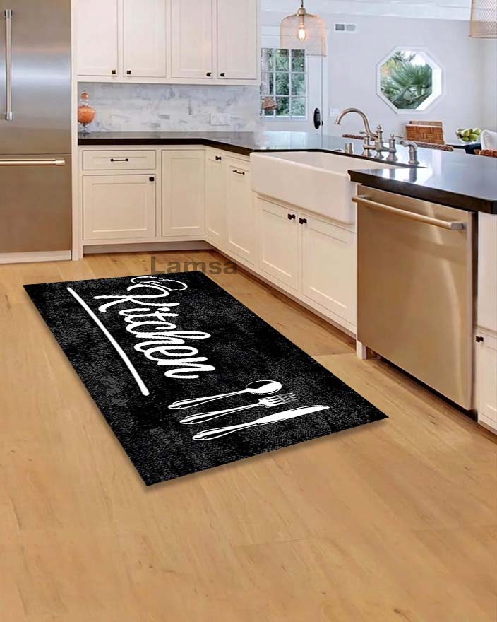 Kitchen Rugs Black tufted