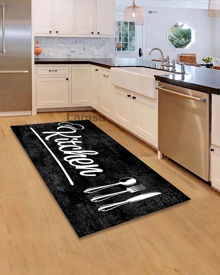 Kitchen Rugs Black tufted